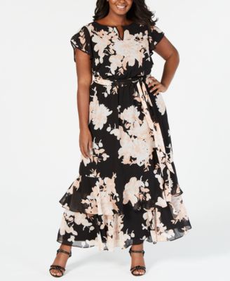 Ruffled Floral-Print Maxi Dress 