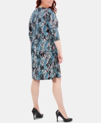 Plus Size Printed Ruched Crisscross Dress