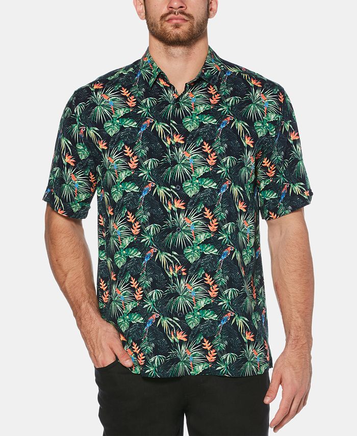 Cubavera Men's Big & Tall Tropical Parrot-Print Shirt - Macy's