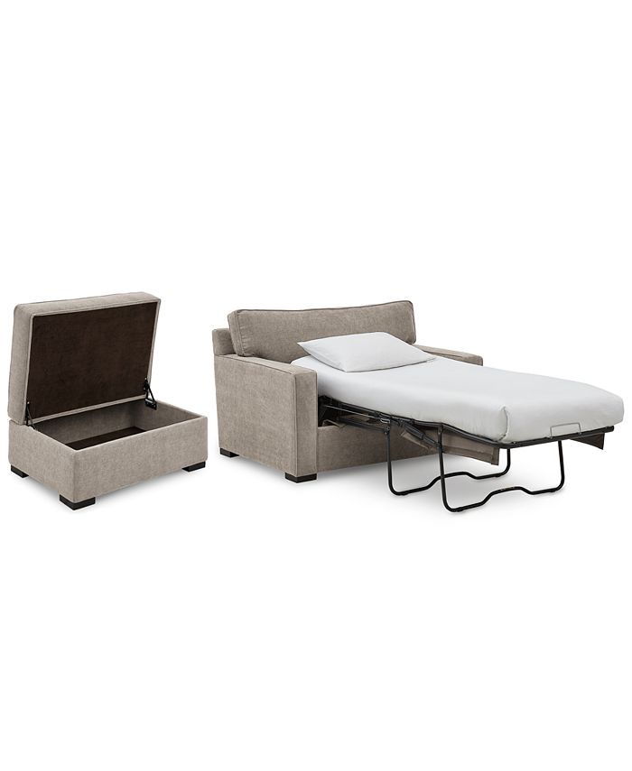 Furniture - Radley 54" Fabric Chair Bed & 36" Fabric Chair Bed Storage Ottoman Set