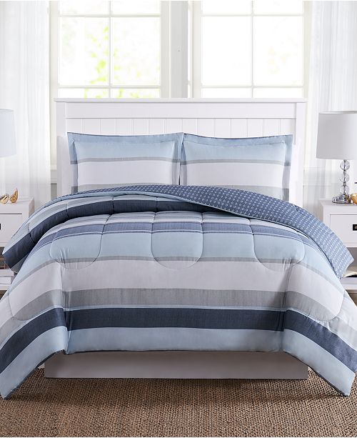 Marino Stripe Reversible 3 Pc Mini Comforter Sets Created For Macy S