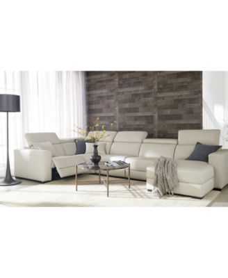 Nevio Leather Power Reclining Sectional Sofa with Articulating Headrests Collection, Created for Macy&#39;s