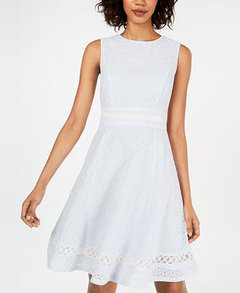 Calvin Klein Seersucker Eyelet A Line Dress Macy s