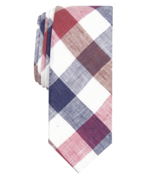 ORIGINAL PENGUIN MEN'S JARRAD GINGHAM SKINNY LINEN TIE