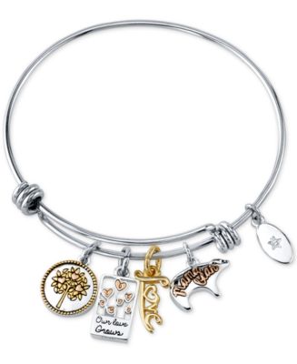 Unwritten Mom Charm Bangle Bracelet in Stainless Steel & Tri-Tone with ...