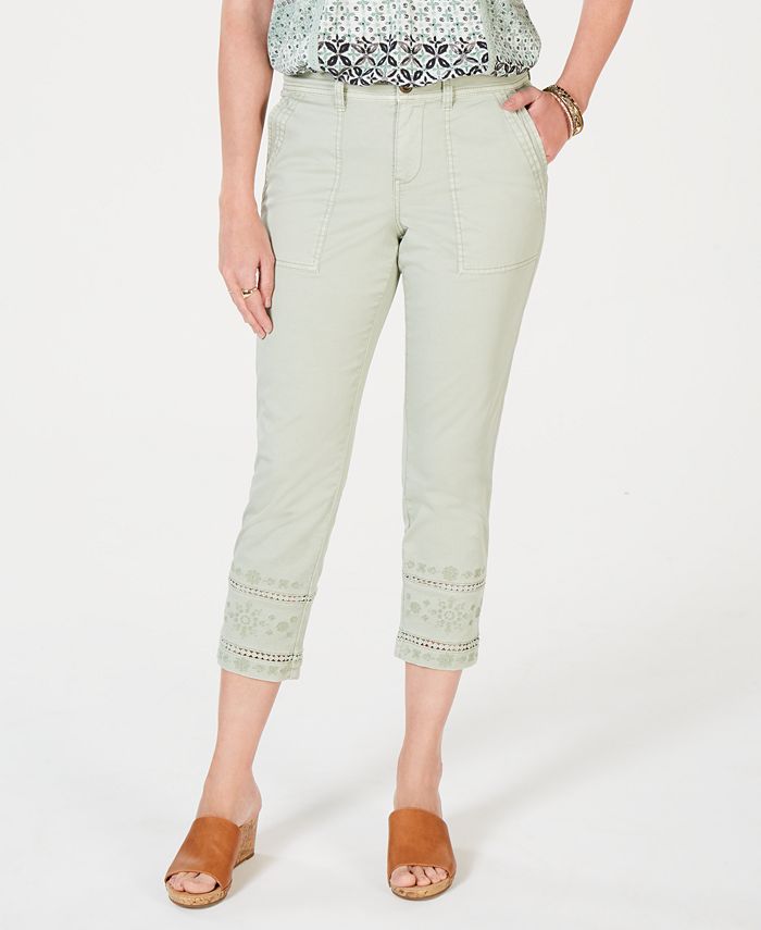 Style & Co Embroidered Capris Pants, Created for Macy's - Macy's