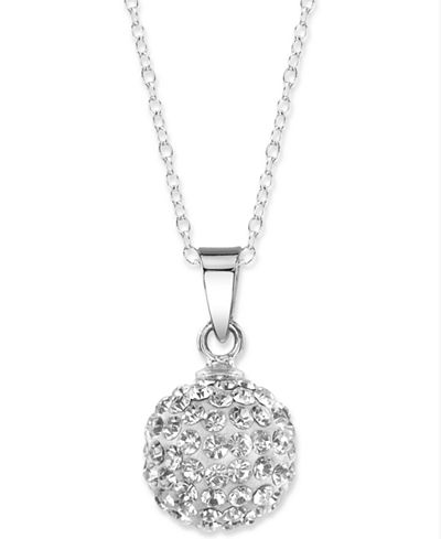 Unwritten Sterling Silver Necklace, Crystal Pave Ball Pendant ...