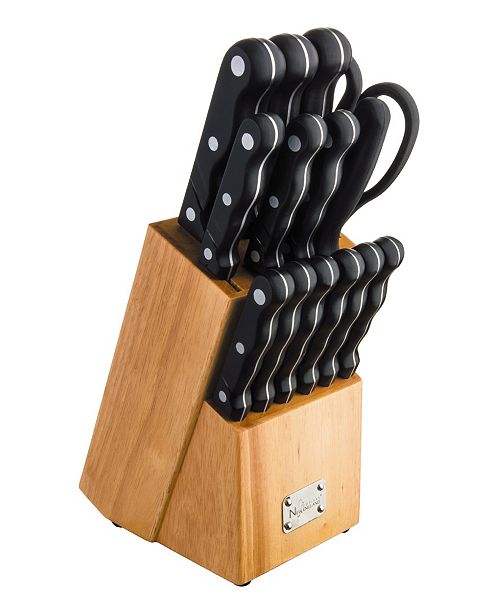 New England Cutlery 15 Piece Knife Set with Wooden Block ...