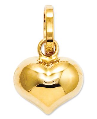 14k Yellow Gold Puffed Heart Charm, Gold Charms