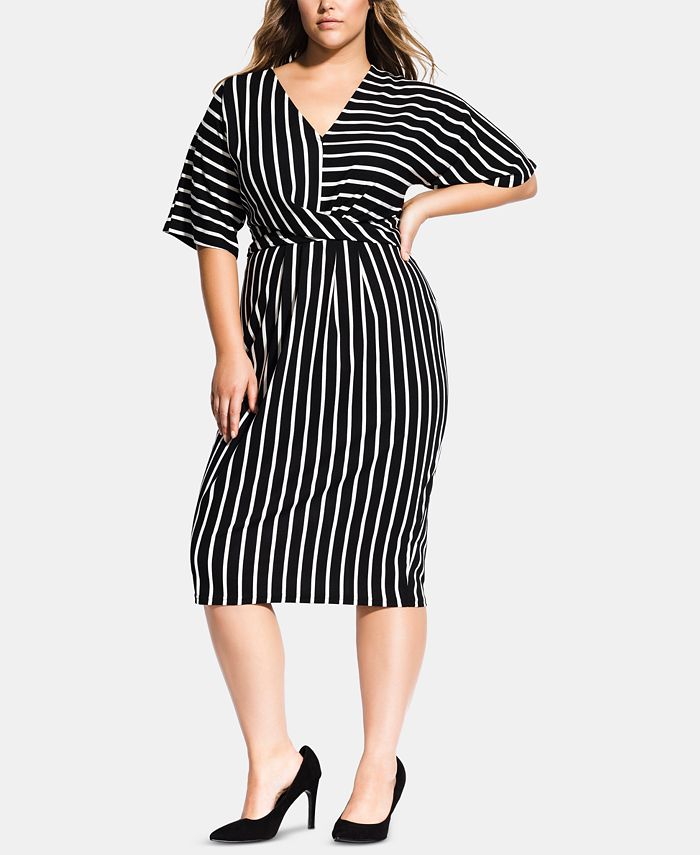 City Chic Trendy Plus Size Striped Midi Dress - Macy's