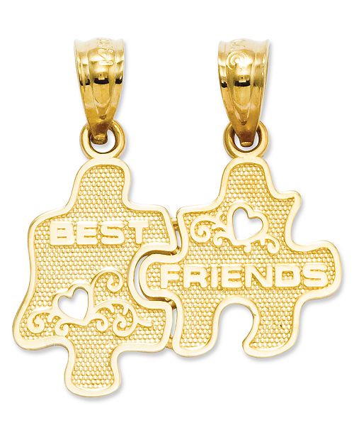 Macy S 14k Gold Charm Best Friends Puzzle Break Apart Charm Reviews Jewelry Watches Macy S