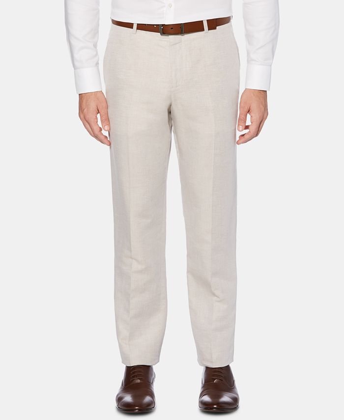 Perry Ellis Portfolio - Men's Portfolio Modern-Fit Linen/Cotton Solid Dress Pants