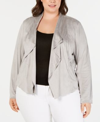 INC International Concepts - Faux-Suede Double-Layer Drape-Front Jacket