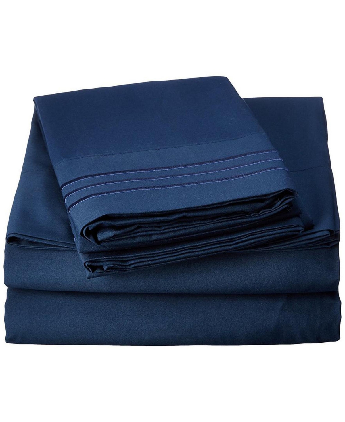 Elegant Comfort Luxury Soft Solid 4-pc. Sheet Set, California King In Dark Blue