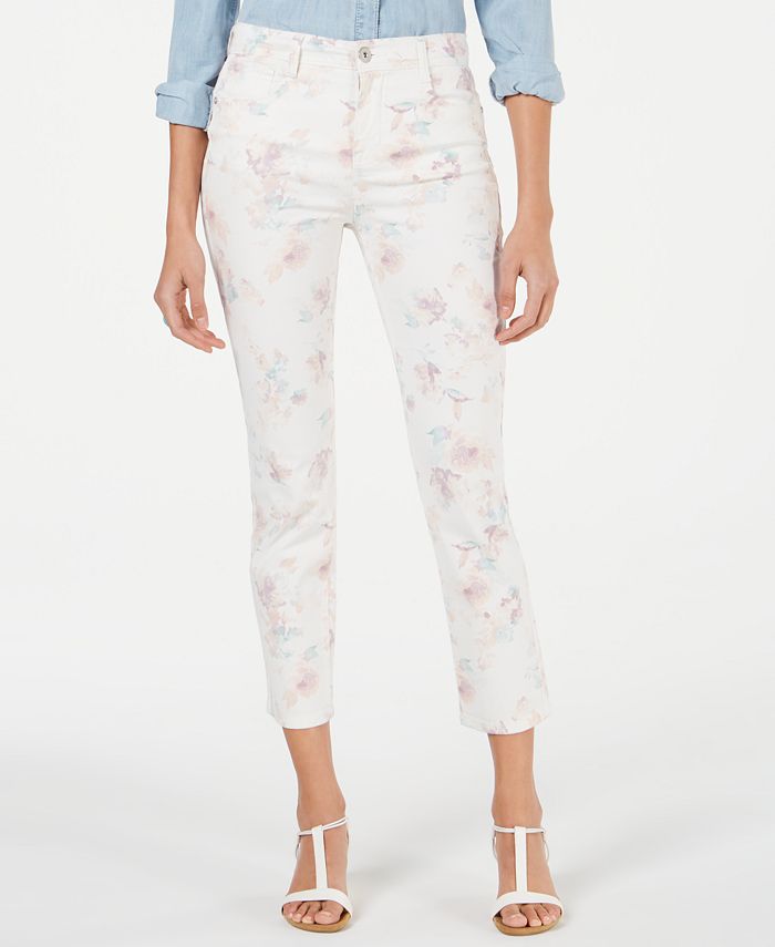 Style & Co Petite Tummy-Control Printed Skinny Pants, Created for Macy ...