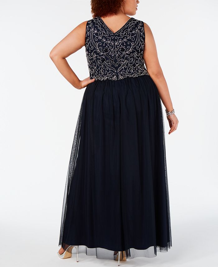 Adrianna Papell Plus Size Hand-Beaded Gown - Macy's