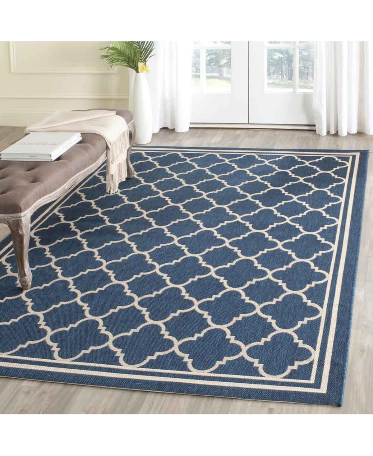 Safavieh Courtyard Navy and Beige 8' x 11' Sisal Weave Outdoor Area Rug - Navy / Bei