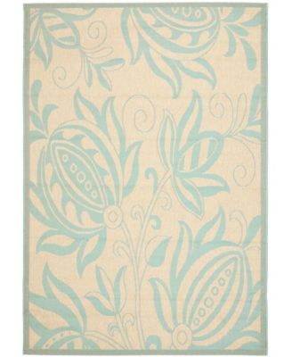 Courtyard CY6109 Cream and Aqua 8' x 11' Outdoor Area Rug