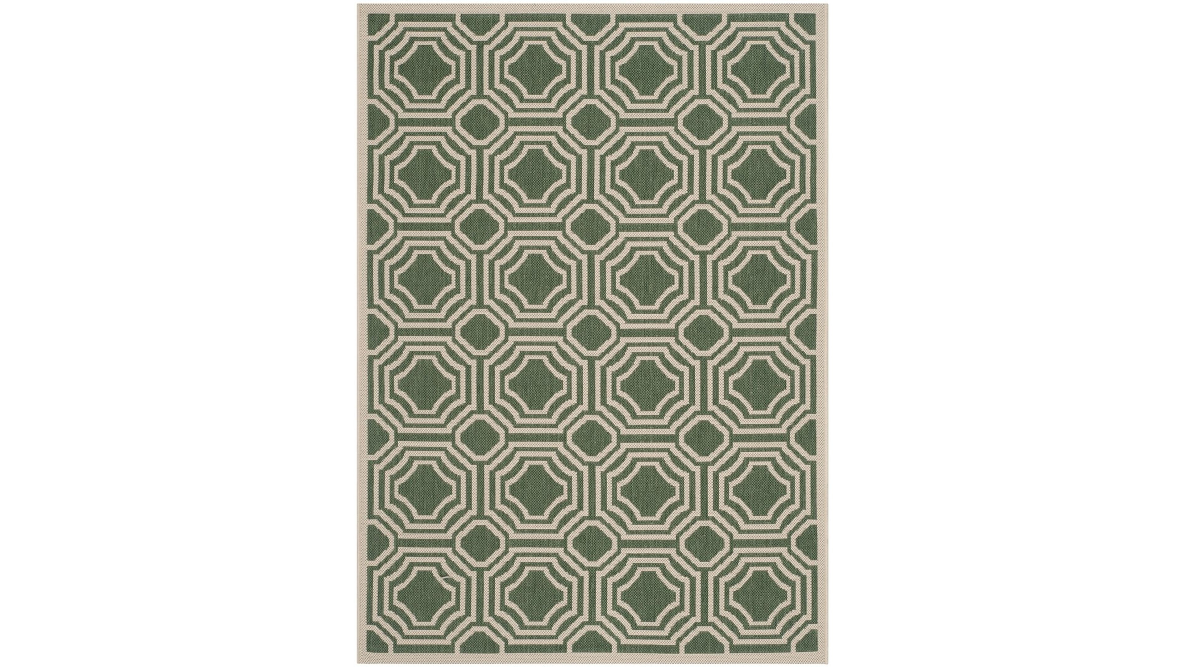 Safavieh Courtyard CY6112 Dark Green and Beige 5'3" x 7'7" Outdoor Area Rug