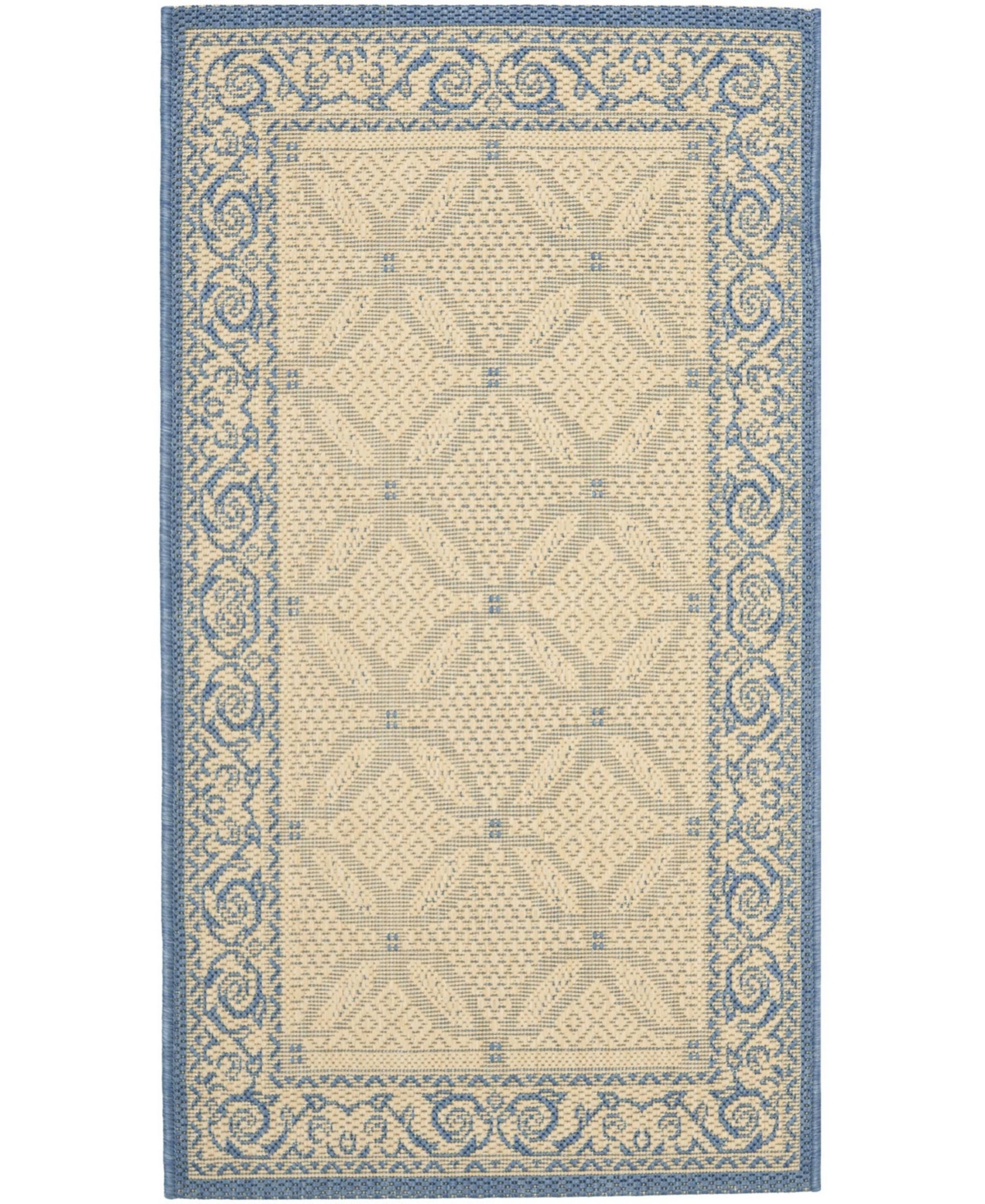 Safavieh Courtyard Natural and Blue 9' x 12' Outdoor Area Rug - Natural /