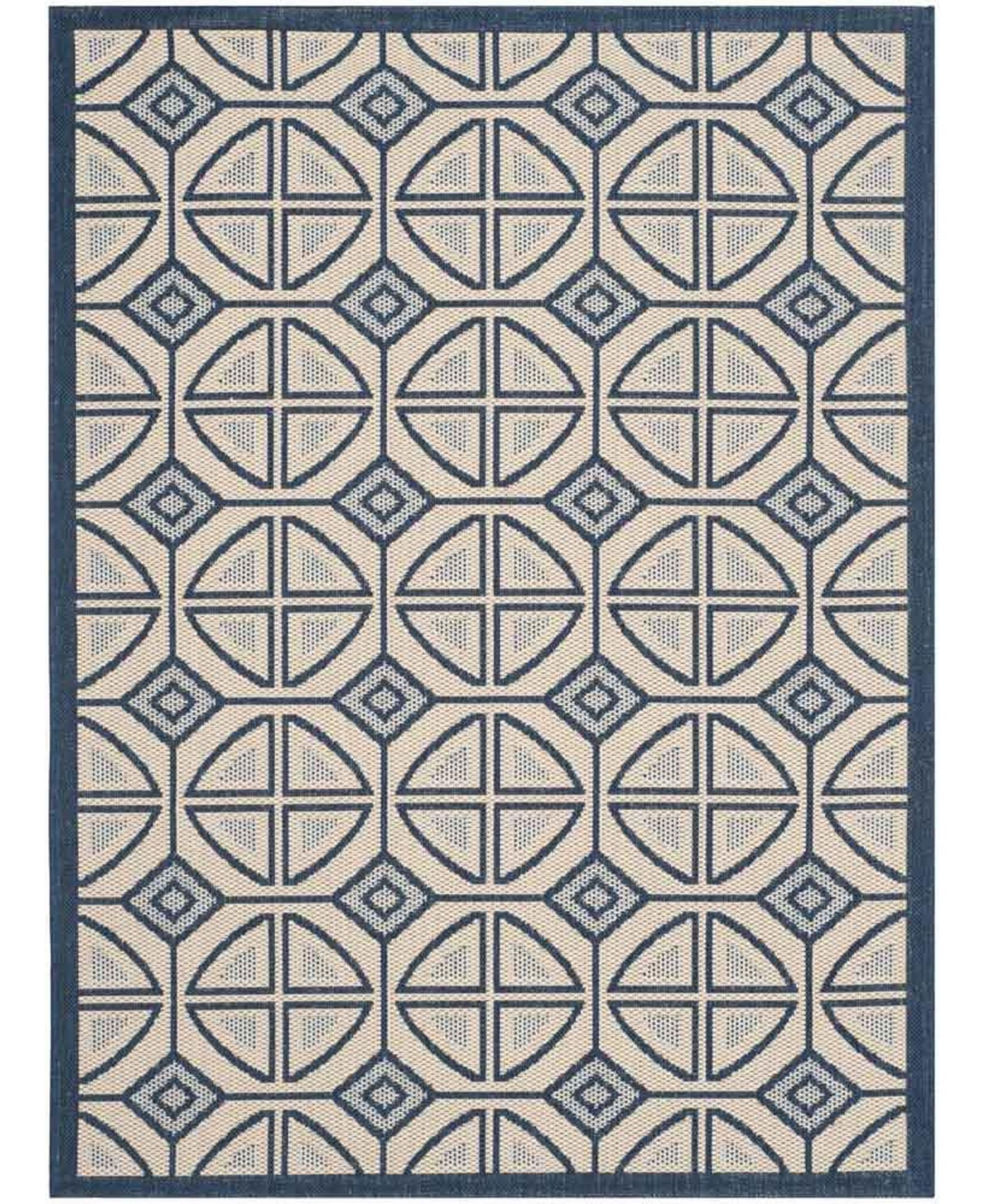 Safavieh Courtyard Beige and Navy 8' x 11' Sisal Weave Outdoor Area Rug - Beige/Navy