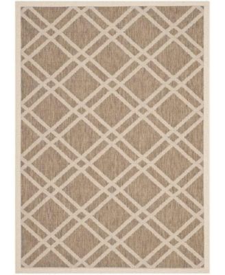 Courtyard CY6923 Brown and Bone 5'3" x 7'7" Sisal Weave Outdoor Area Rug