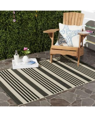 Courtyard CY6062 Black and Bone 5'3" x 7'7" Sisal Weave Outdoor Area Rug
