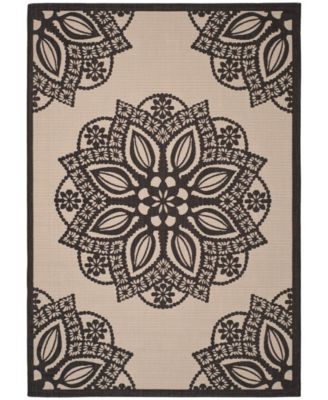 Courtyard CY6139 Beige and Black 5'3" x 7'7" Sisal Weave Outdoor Area Rug