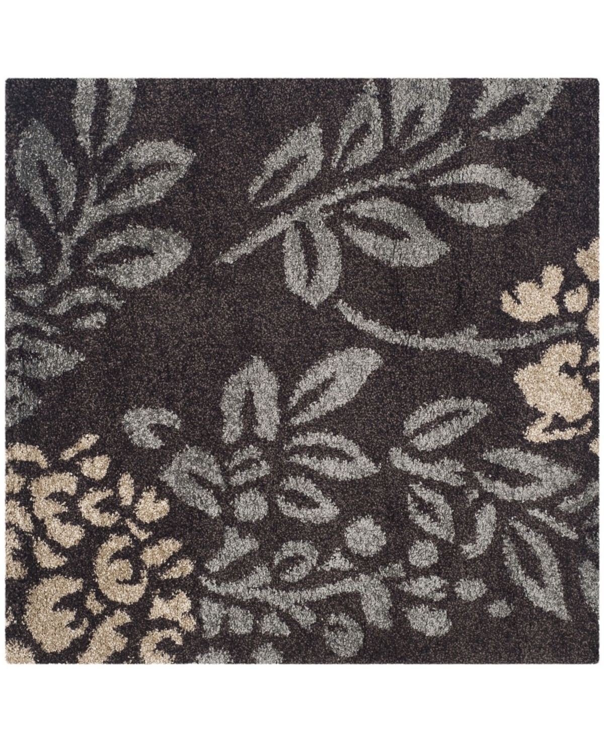 Safavieh Shag Dark Brown and Gray 6'7in x 6'7in Square Area Rug - Dark Brown