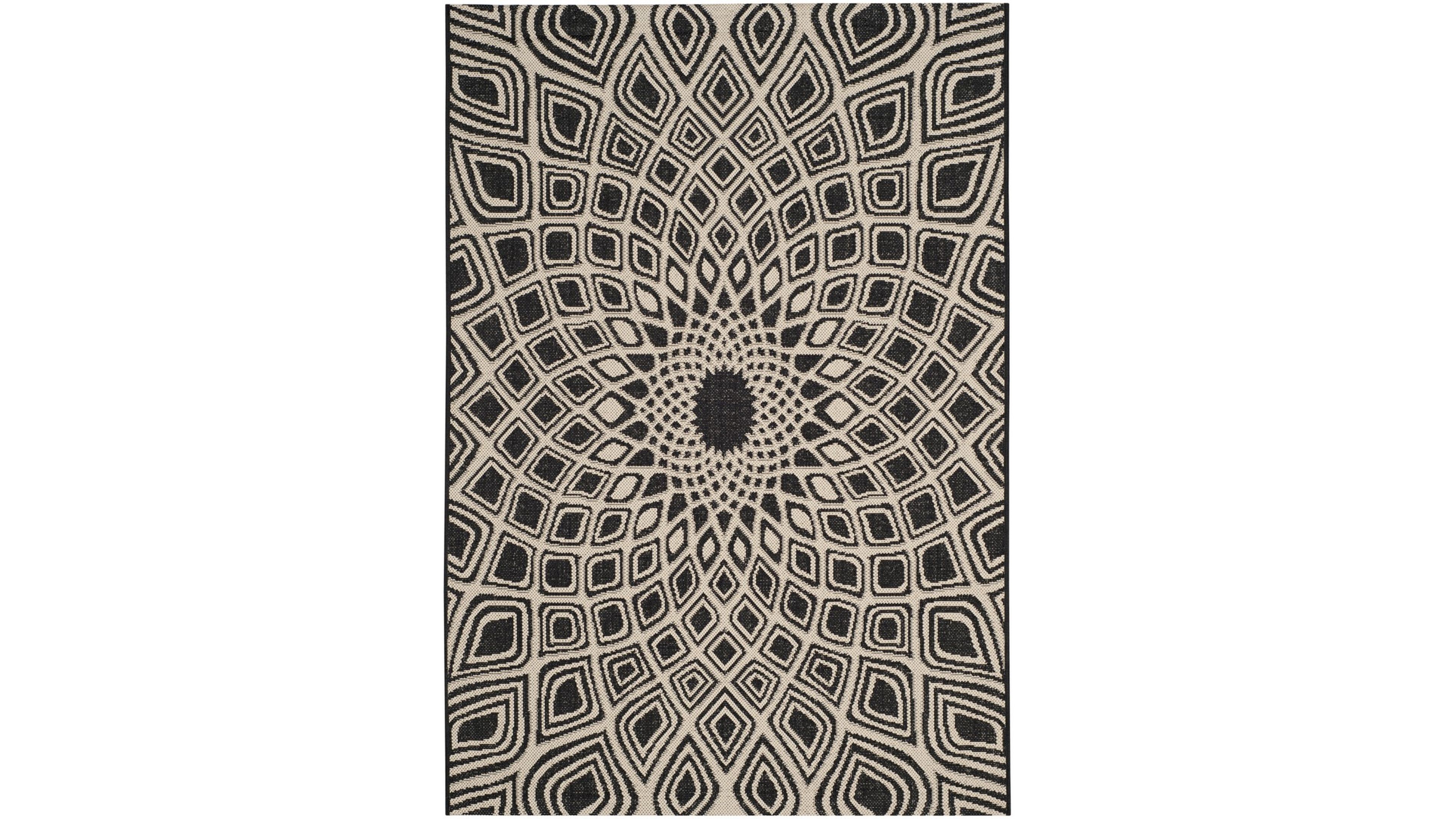 Safavieh Courtyard CY6616 Black and Beige 5'3" x 7'7" Sisal Weave Outdoor Area Rug