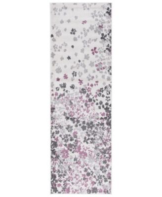 Adirondack Ivory and Purple 2'6" x 10' Runner Area Rug