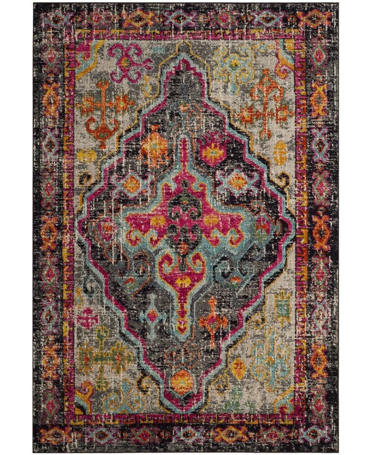 Safavieh Monaco Gray and Fuchsia 6'7in x 9'2in Area Rug - Gray
