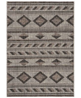 Courtyard CY8529 Gray and Black 5'3" x 7'7" Outdoor Area Rug