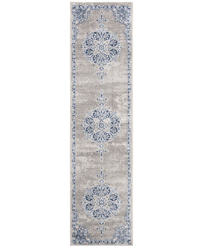 Safavieh Brentwood Light Grey and Blue 2' x 6' Runner Area Rug