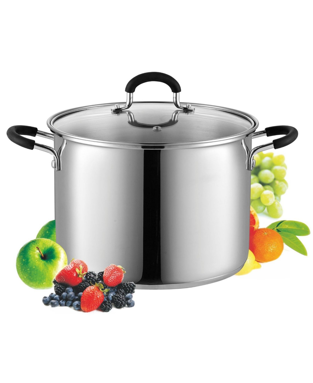 Cook N Home Stockpot Sauce Pot Induction Pot With Lid Professional, Dishwasher Safe With Stay-Cool Handles , Silver - Stainle