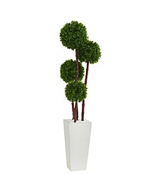 4' Boxwood Artificial Topiary Tree in Planter UV Resistant