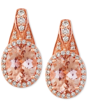 image of Le Vian Peach & Nude Peach Morganite (1-3/4 ct. t.w.) & Nude Diamond (1/3 ct. t.w.) Drop Earrings in 14k Rose Gold