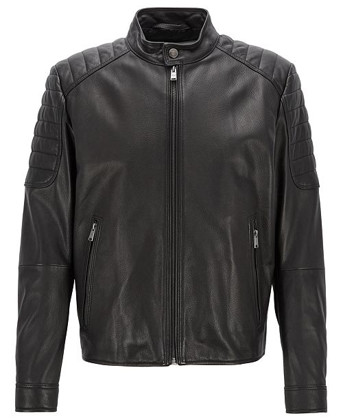 Hugo Boss Boss Men S Galini Regular Fit Lambskin Leather Jacket