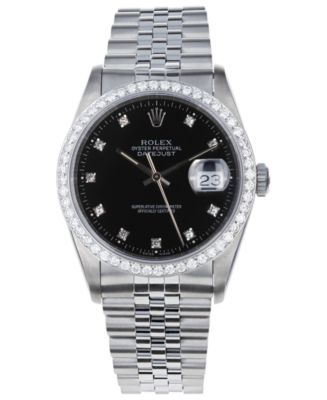 Pre Owned Rolex Men s Jubilee with Black Dial and Diamond Bezel