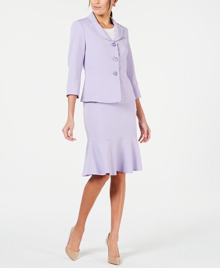Le Suit Petite ThreeButton FlaredHem Skirt Suit Macy's