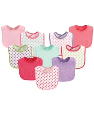 Luvable Friends Babies' Feeder Bibs, 10-pack, One Size In Girl Dot