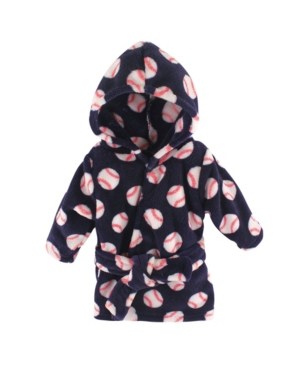 Luvable Friends Coral Fleece Hooded Bathrobe Baseball 0-9 Months