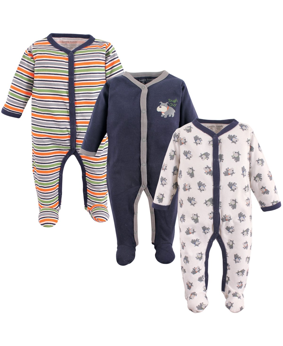 Luvable Friends Baby Boys Soft Cotton Play-and-Sleep Bodysuit