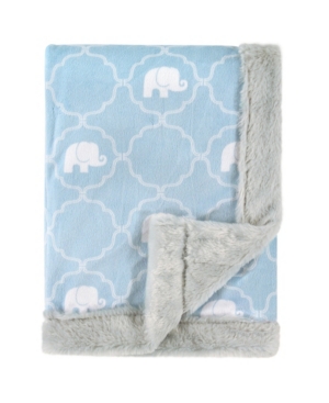 image of Hudson Baby Plush Blanket with Furry Binding and Back, One Size