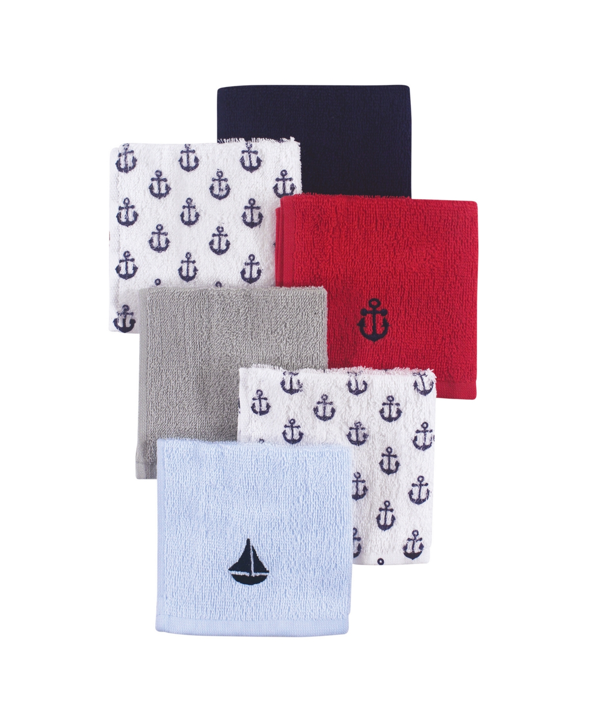 Hudson Baby Boys Six-Count Woven Washcloths - Sailboat