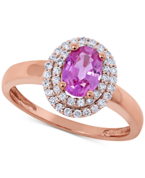 image of Pink Sapphire (1 ct. t.w.) & Diamond (1/4 ct. t.w.) Ring in 14k Rose Gold