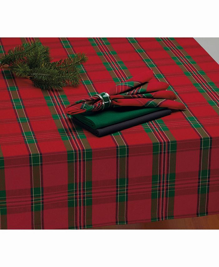 Design Imports Design Import Holiday Plaid Tablecloth 70" Round Macy's