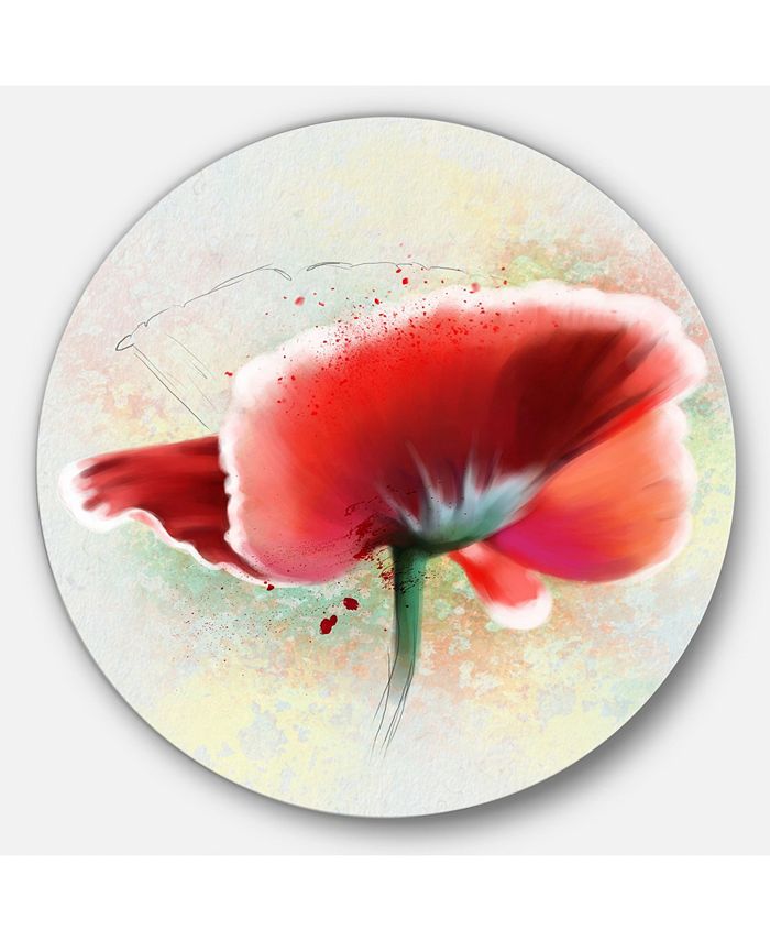 Design Art Designart 'Beautiful Red Watercolor Poppy' Disc Flowers ...