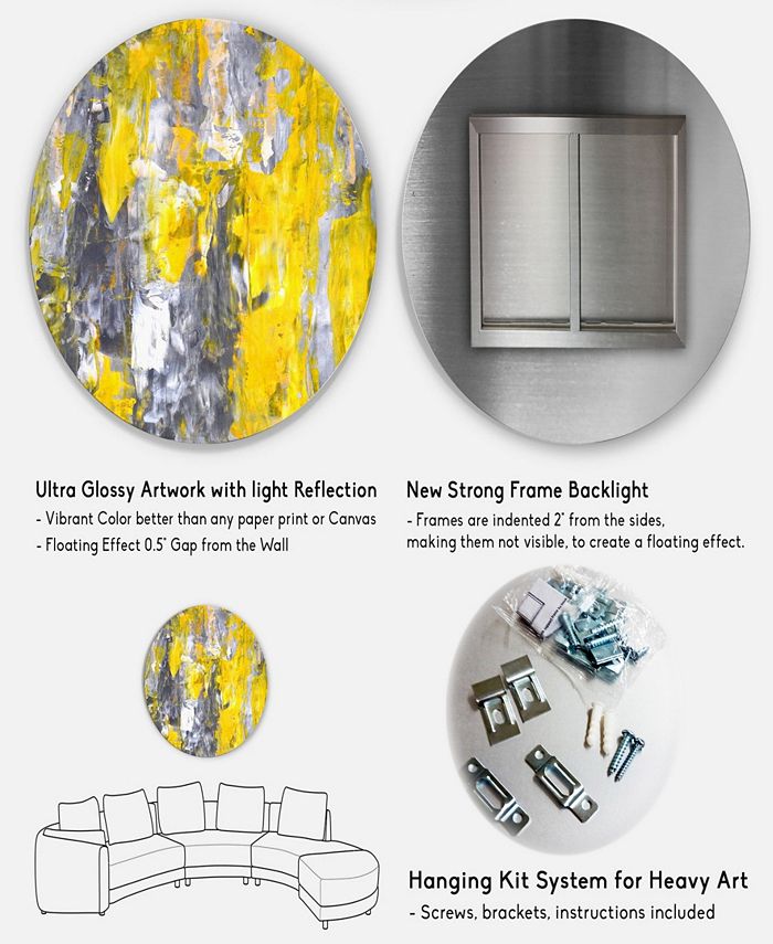 Design Art Designart 'Grey And Yellow Abstract Pattern' Abstract Circle ...