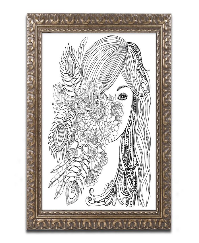 Trademark Global KCDoodleArt Flower Girls 2 Ornate Framed Art - 1